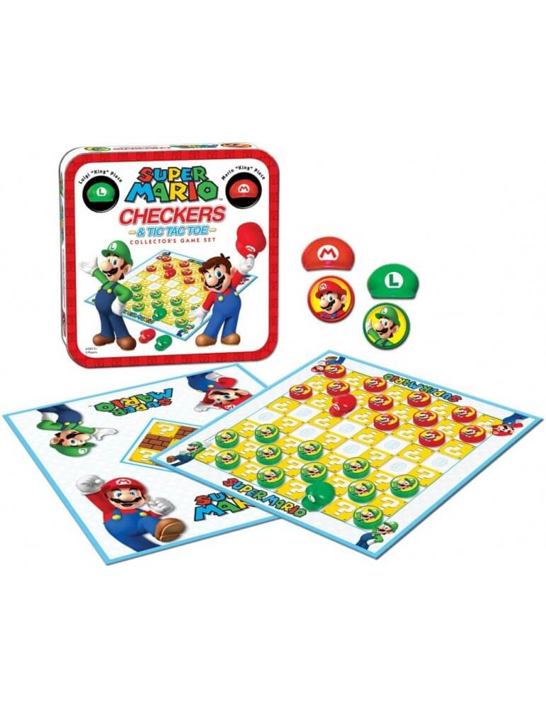 Super Mario Checkers & Tic Tac Toe Collector's Game Set-Giochi da tavolo-Pixxelife by INMEDIA