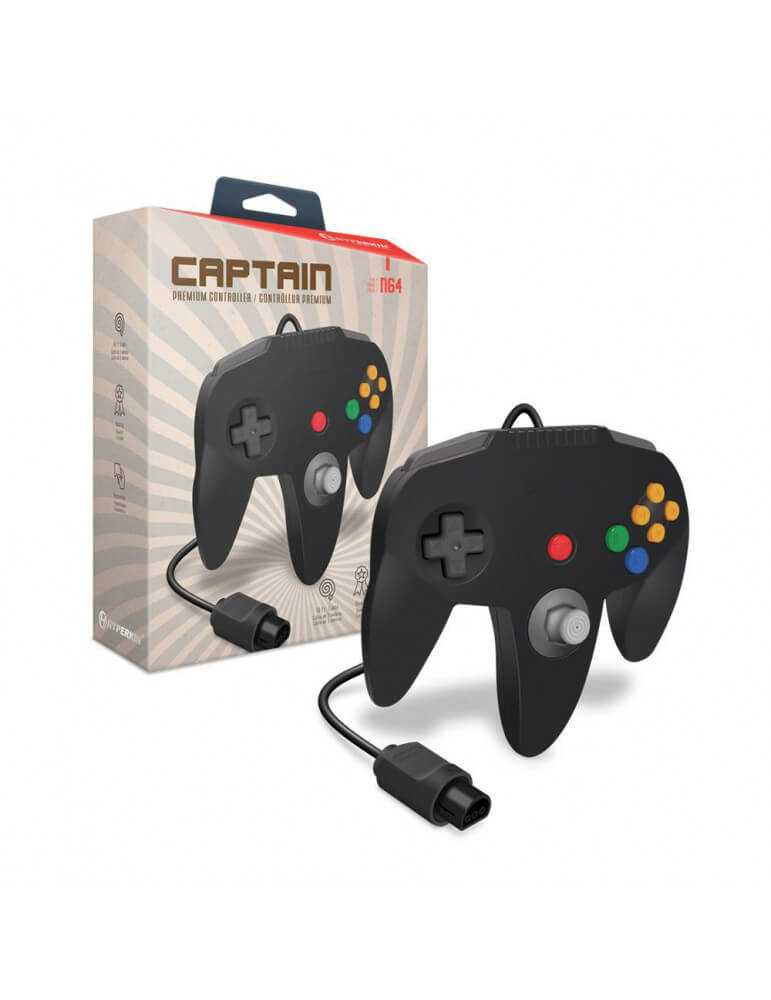 Captain Premium Controller per Nintendo 64 Nero-Nintendo 64-Pixxelife by INMEDIA