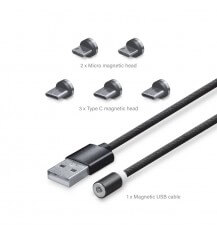Universal Magnetic Charging Cable Set 6 Pcs Black