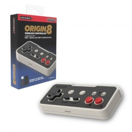 Retro-Bit Origin8 2.4 GHz Wireless Controller For Switch NES USB Red & Black