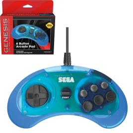 Controller Pad Arcade 6-Bottoni per Mega Drive Blu