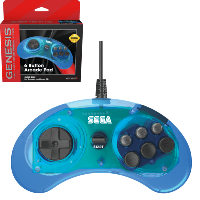 Controller Pad Arcade 6-Bottoni per Mega Drive Blu-Mega Drive-Pixxelife by INMEDIA