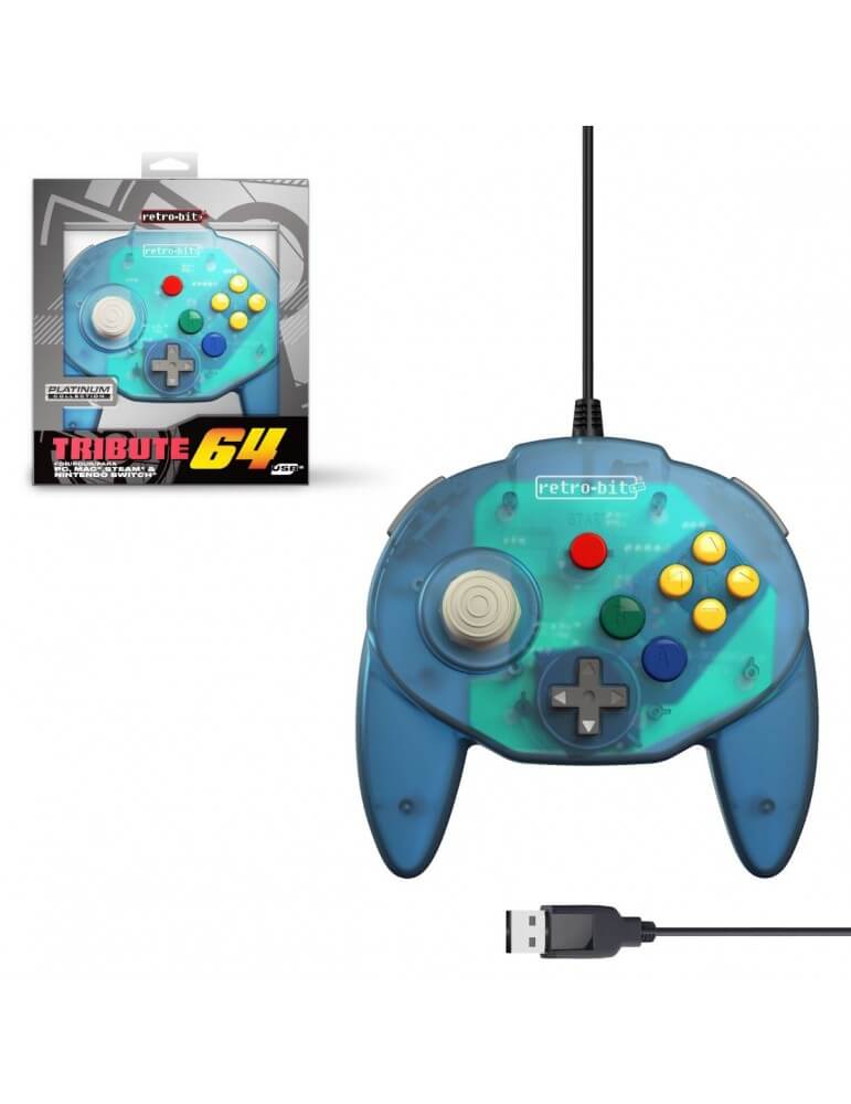 Tribute 64 Controller USB per Switch PC Mac Ocean Blue-PC/Mac/Android-Pixxelife by INMEDIA