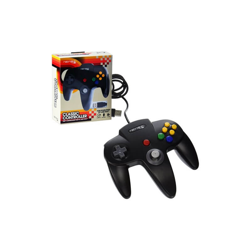 Stile Nintendo 64 Controller Classico USB per PC Mac Nero-PC/Mac/Android-Pixxelife by INMEDIA