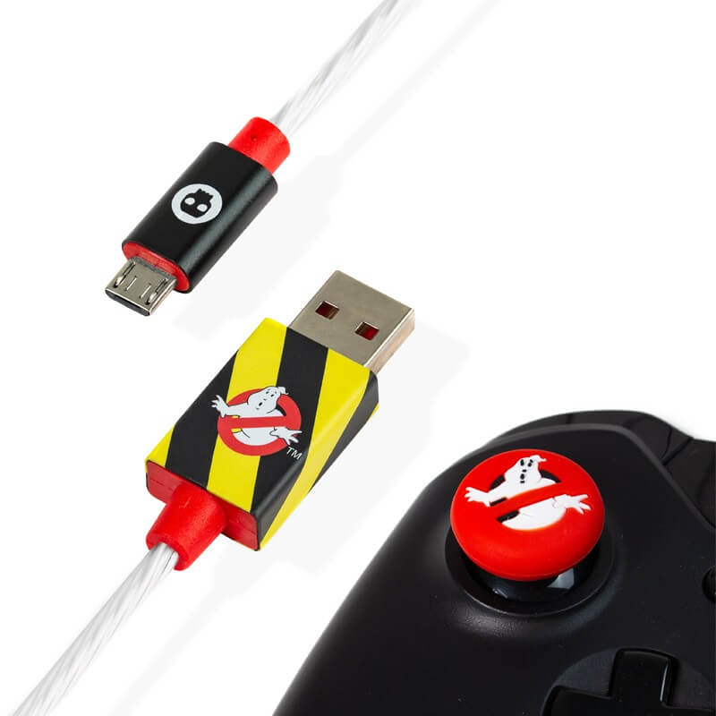 Cavo Ricarica LED Micro-USB ufficiale Ghostbusters e Grip-PlayStation 4-Pixxelife by INMEDIA