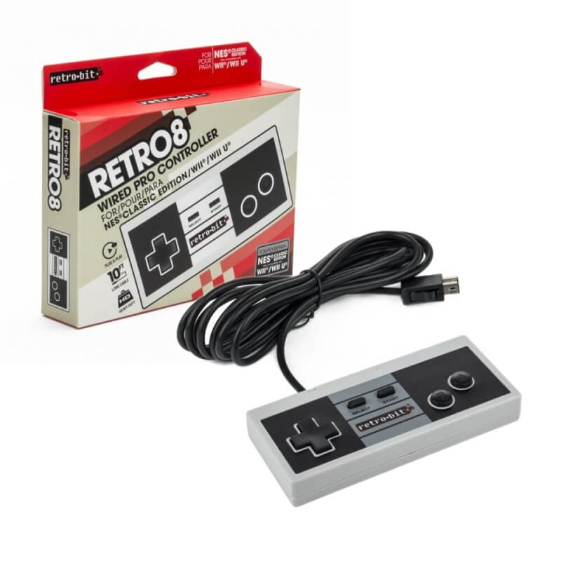 Retro-bit RETRO8 Wired Pro Controller for NES Classic Wii Wii U-NES-Pixxelife by INMEDIA