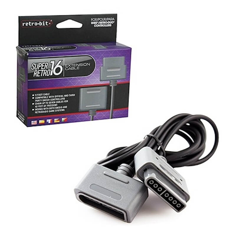 Retro-bit SuperRetro16 Controller Extension Cable for SNES-Super Nintendo-Pixxelife by INMEDIA
