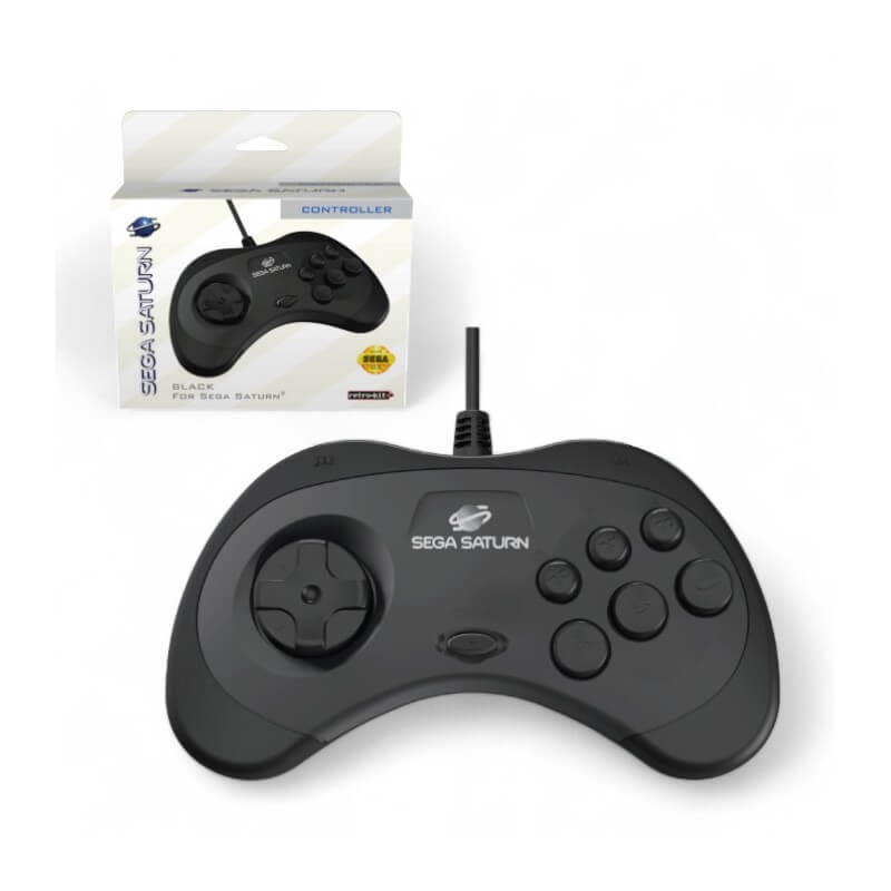 Retro-bit Official SEGA Control Pad per Saturn Black-Saturn-Pixxelife by INMEDIA