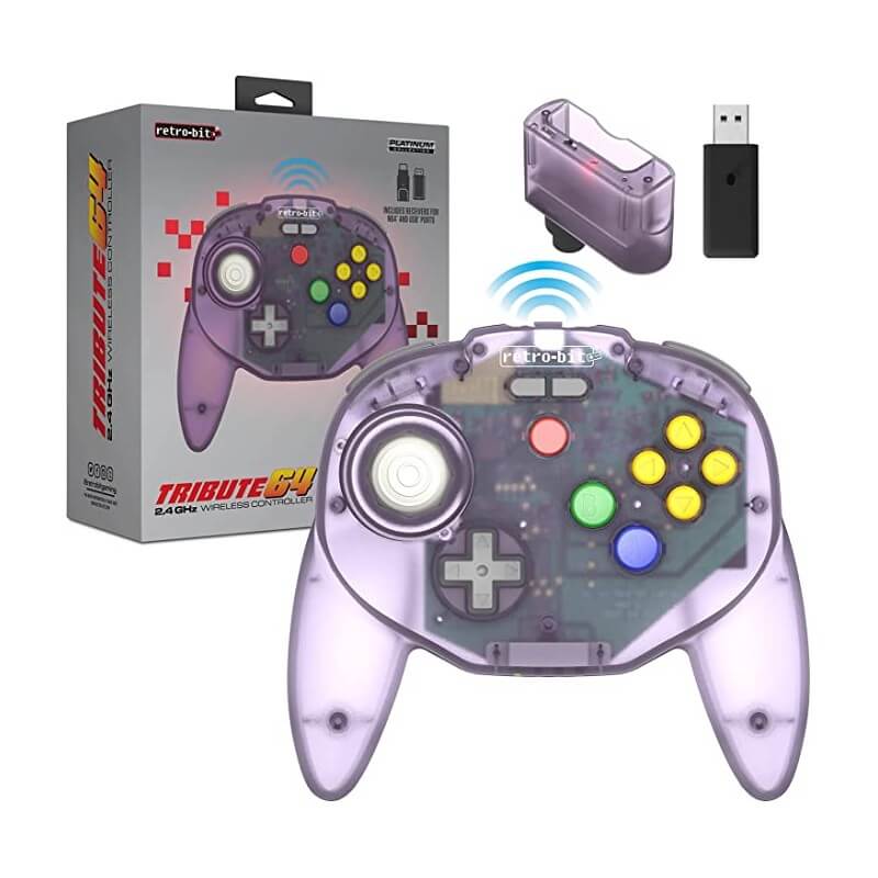Retro-bit Tribute64 2.4G Wireless Controller for Nintendo 64 Switch PC Mac Atomic Purple-Nintendo 64-Pixxelife by INMEDIA