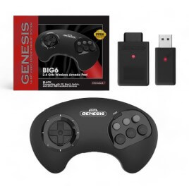 Retro-bit BIG6 2.4G Wireless Arcade Pad for PC Mac Switch Black