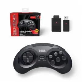Retro-bit Official SEGA 8-Button Arcade Pad 2.4G Wireless for Mega Drive PC Mac Switch Black