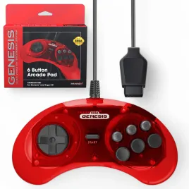 Retro-bit Official SEGA 6-Button Arcade Pad for Mega Drive Mega CD Red